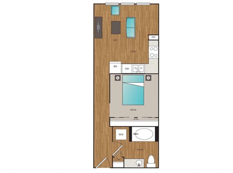 Main Street Flats Studio B + C Floor Plan